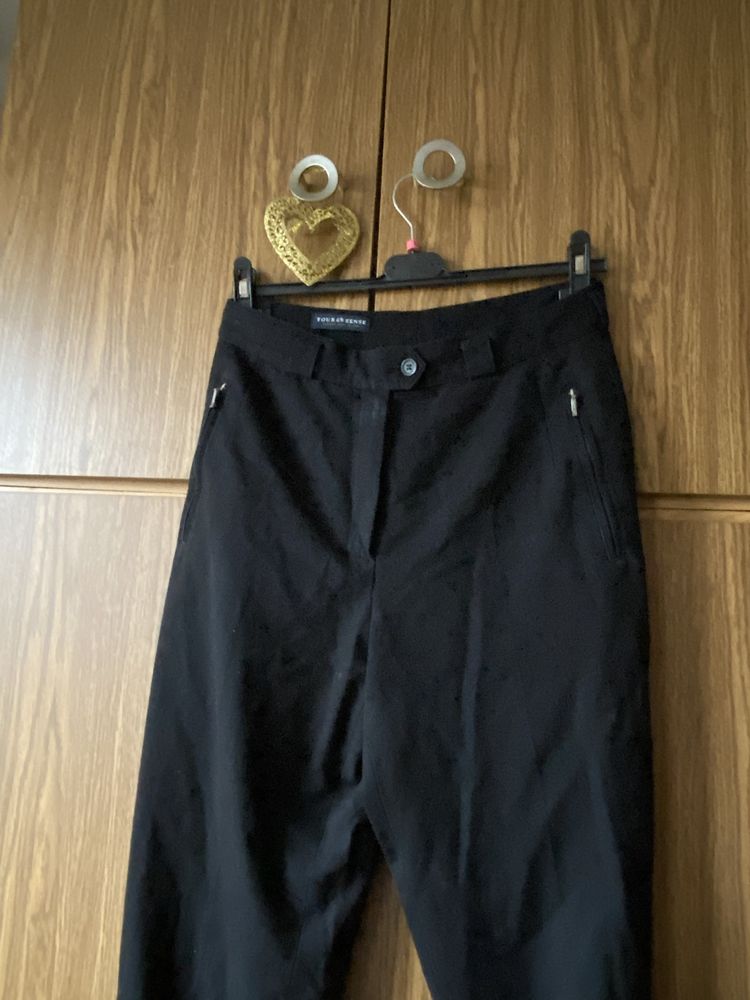 Czarne wiskozowe spodnie z wysokim stanem C&A