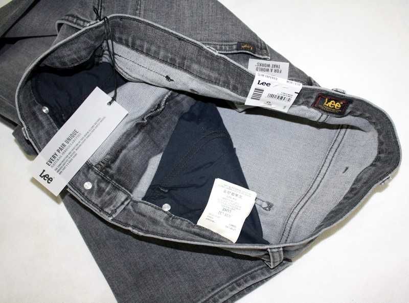 Męskie jeansy Lee Luke - Slim Tapered L719PYMO nowe szare - W38/L32