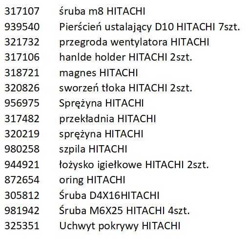 Części serwisowe do narzędzi Hikoki/HITACHI Pudełko 34 el.