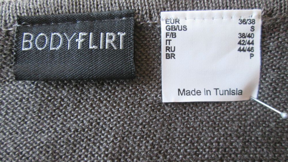 bluzka sweter brąz koronka r.36/38 śliczna!