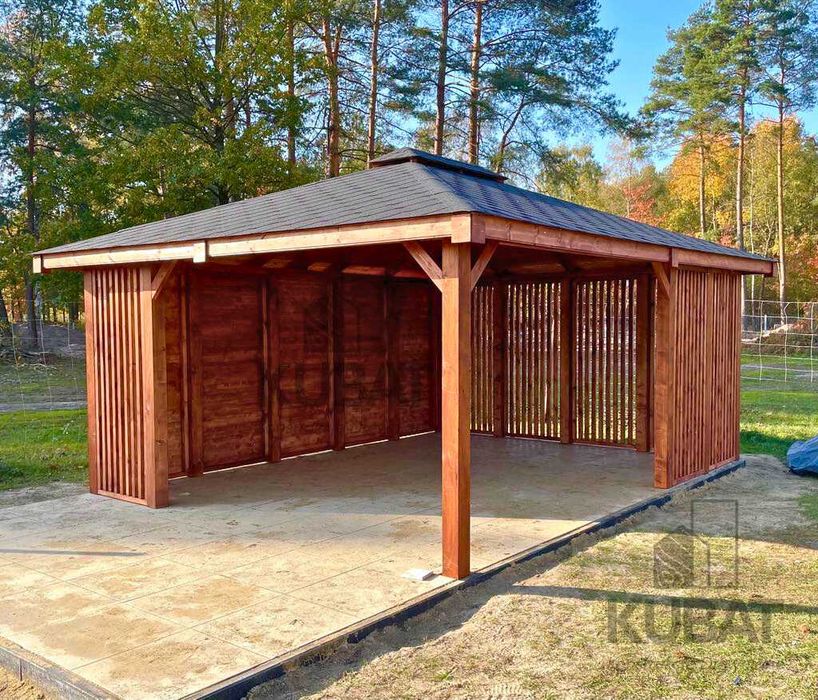 Nowoczesna altana ogrodowa 4x5 | altana z lamelami | altanka drewniana