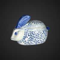 Chiński porcelanowe puzderko królik azja B03124