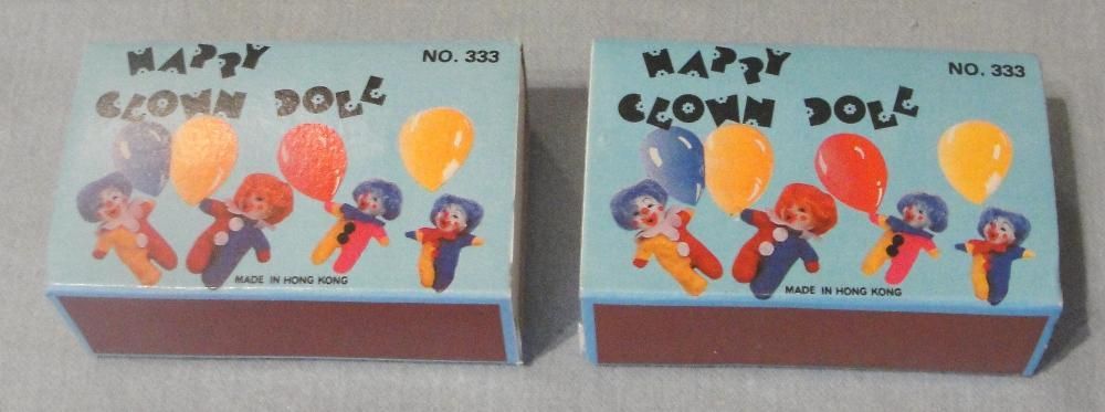 Mini bonequinhas / palhaços fabricados em Hong Kong nos anos 70
