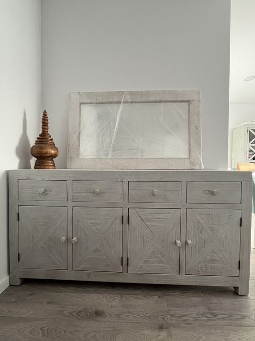 Espelho de madeira branca, loja Banak