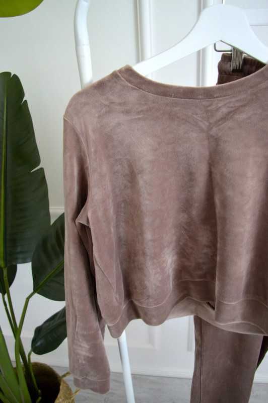 Komplet ala welur brązowy nowy 38 bluza spodnie