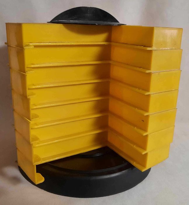 Stojak do Kaset Magnetofonowych Żółty Vintage PRL