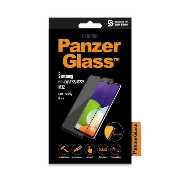 Szkło Hartowane PanzerGlass™  do Samsung A22 - Ochrona, Czarna