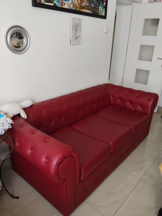 Sprzedam zestaw 3+2 sofy kanapy komplet z funkcją spania eko skóra