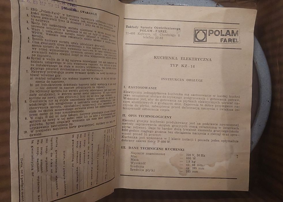 Kuchenka Elektryczna - PRL
TYP KZ-14