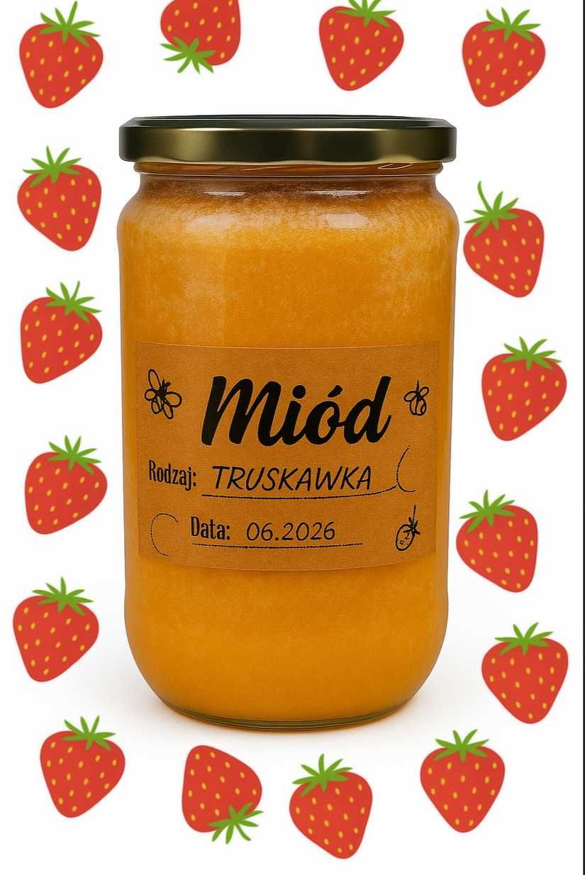 Miód z dodatkami SUPER CENA - Truskawka 950g DUZY SŁOIK
