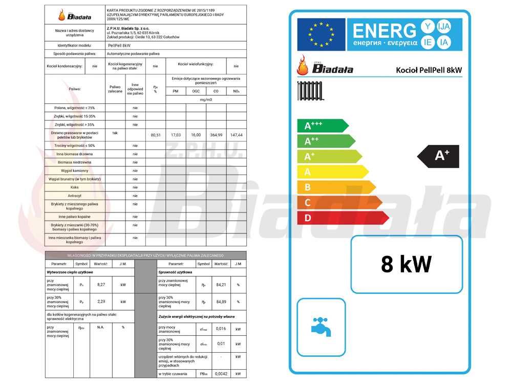 Kocioł Piec 8kW na Pellet Z Podajnikiem PellPell 5 KLASA Ecodesign