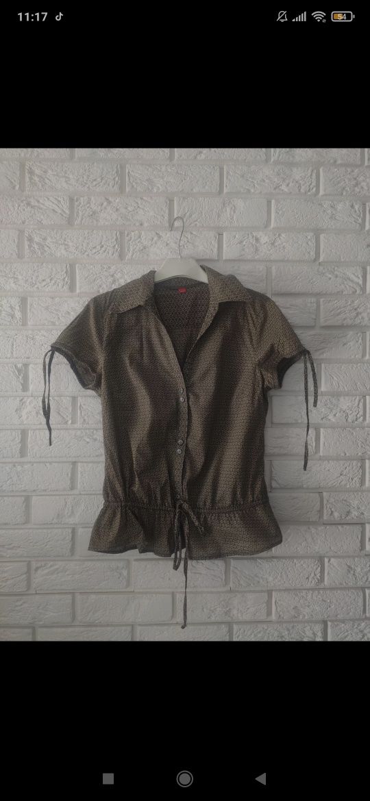 Koszula bluzka z krótkim rękawem khaki Esprit S/M