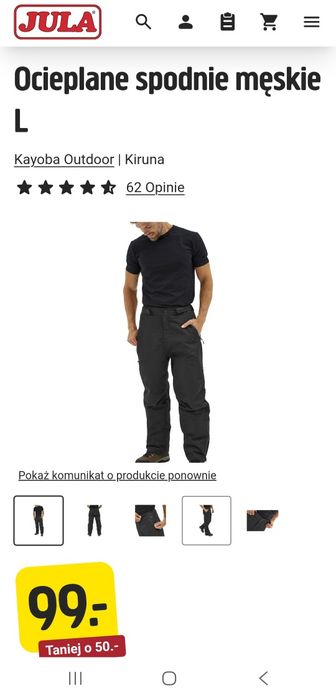 Ocieplane spodnie męskie