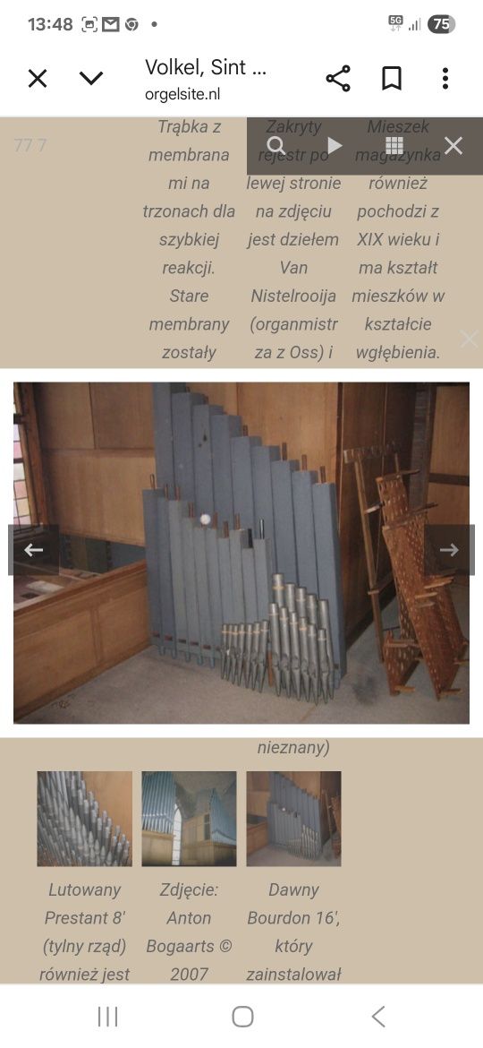 Organy piszczałkowe 18 głosowe, elektropneumatyk.