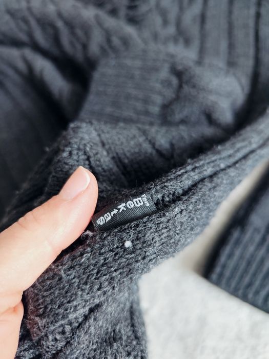 Sweter warkocz kołnierz szalik 50% wełna Yeni Bectas triko L