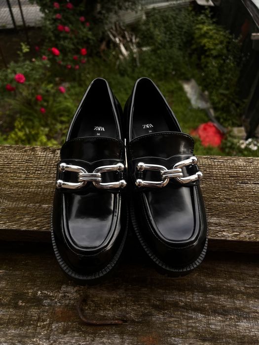 Лофери Zara чорні весняні з екошкіри