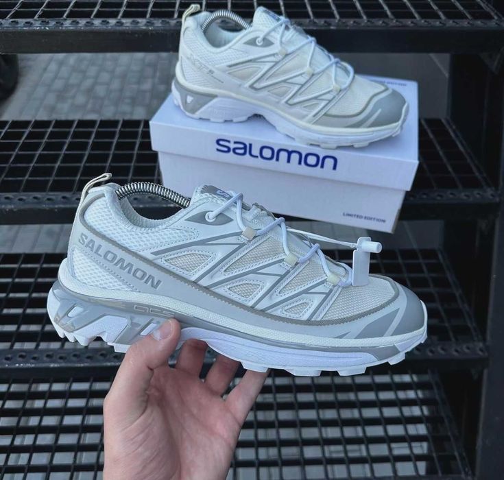 Мужские белые кроссовки Саломон сеточка Salomon
