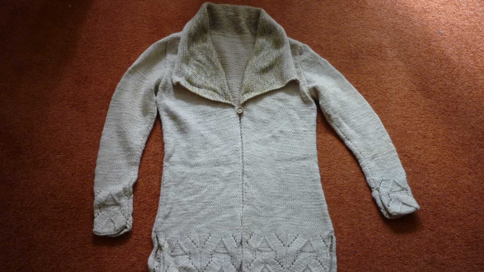 sweter  rozpinany damski robiony na drutach