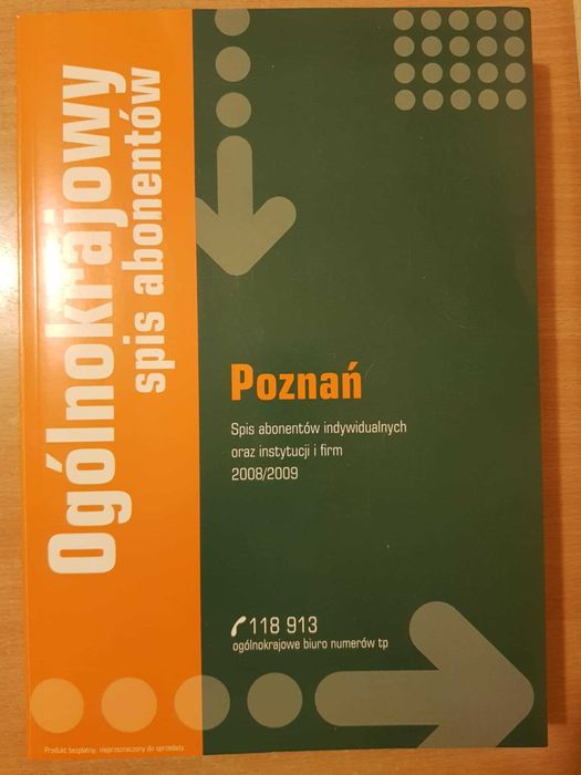 Książka telefoniczna - Ogólnokrajowy spis abonentów Poznań 2008/2009