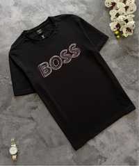 Футболка Hugo Boss big logo чёрная мужская оригинал