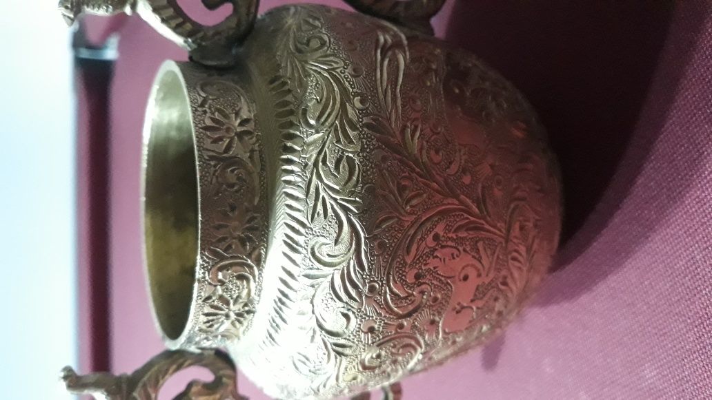 Conjunto de vaso e bandeja em cobre