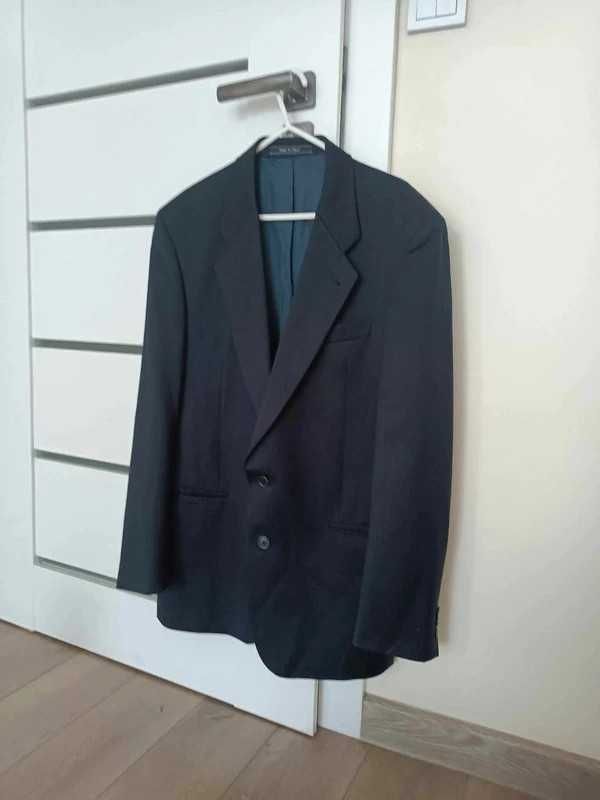 Włoska, elegancka, granatowa marynarka wełna L XL