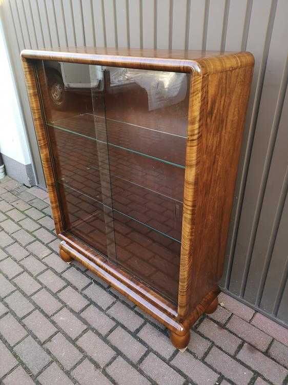 Witryna Serwantka Biblioteka ART-DECO Orzech Stara Antyk Po Renowacji.