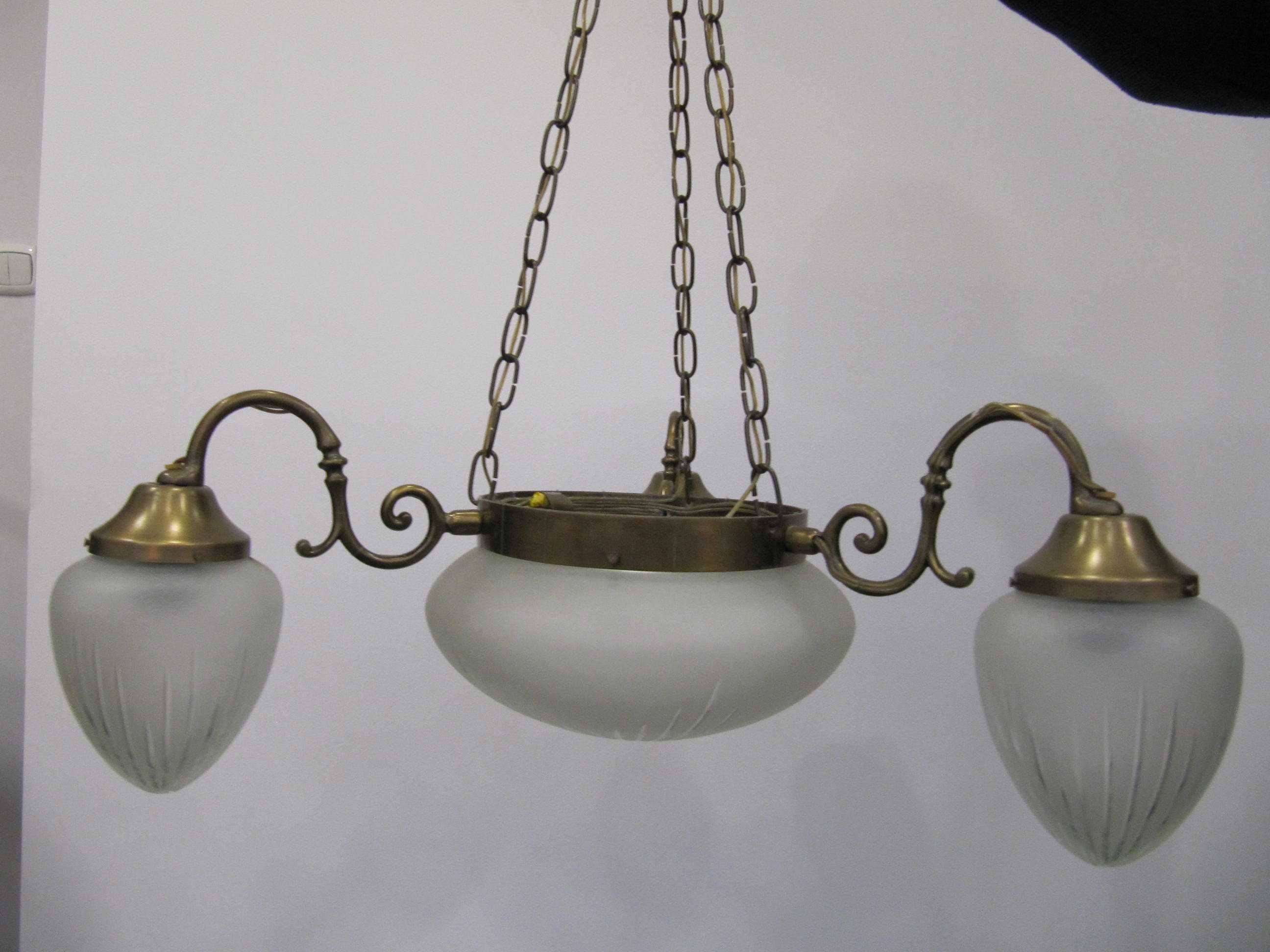 elegancki mosiężny żyrandol 3 - ramienny + lampa biurkowa