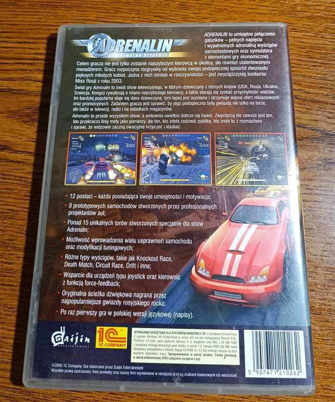 Gry PC na komputer Adrenalin Ekstremalna Szybkość DVD Rom PL