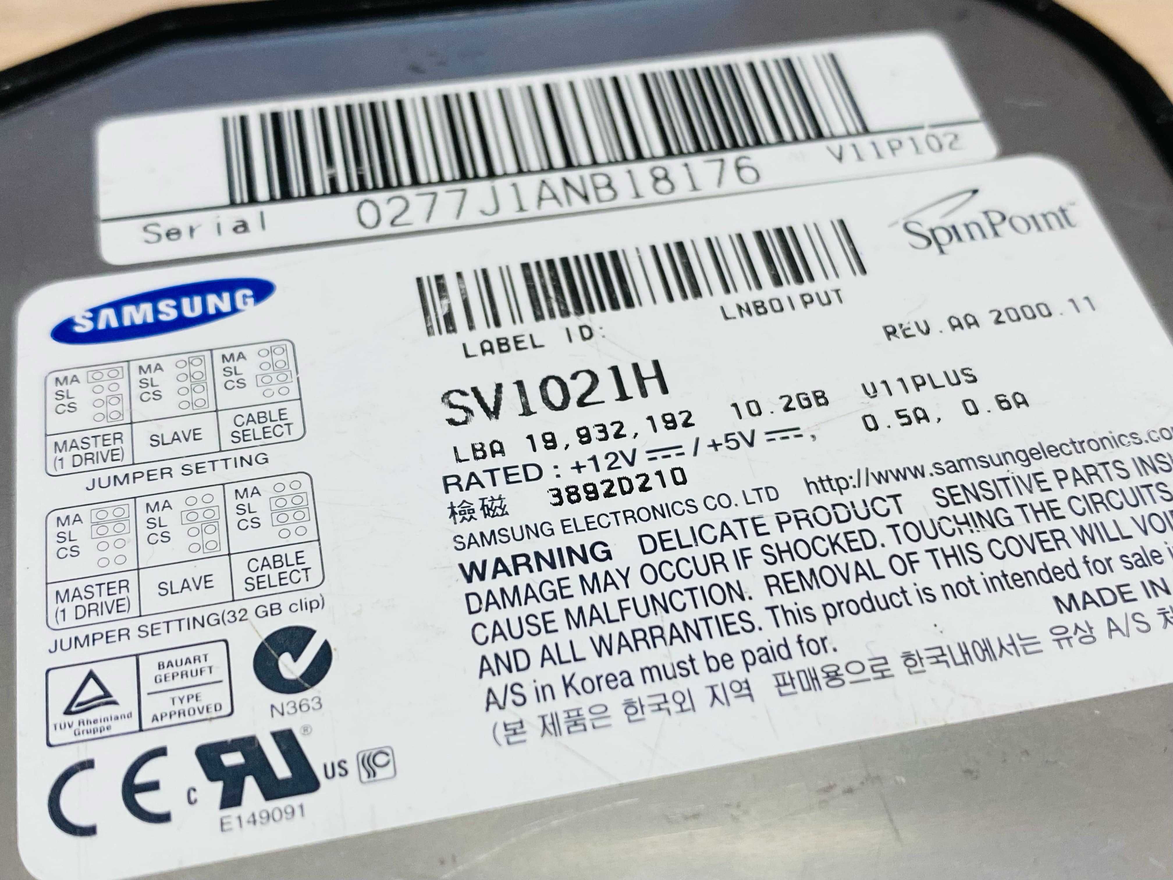 Dysk twardy SV1021H 10GB 3.5" SPIN POINT Samsung
