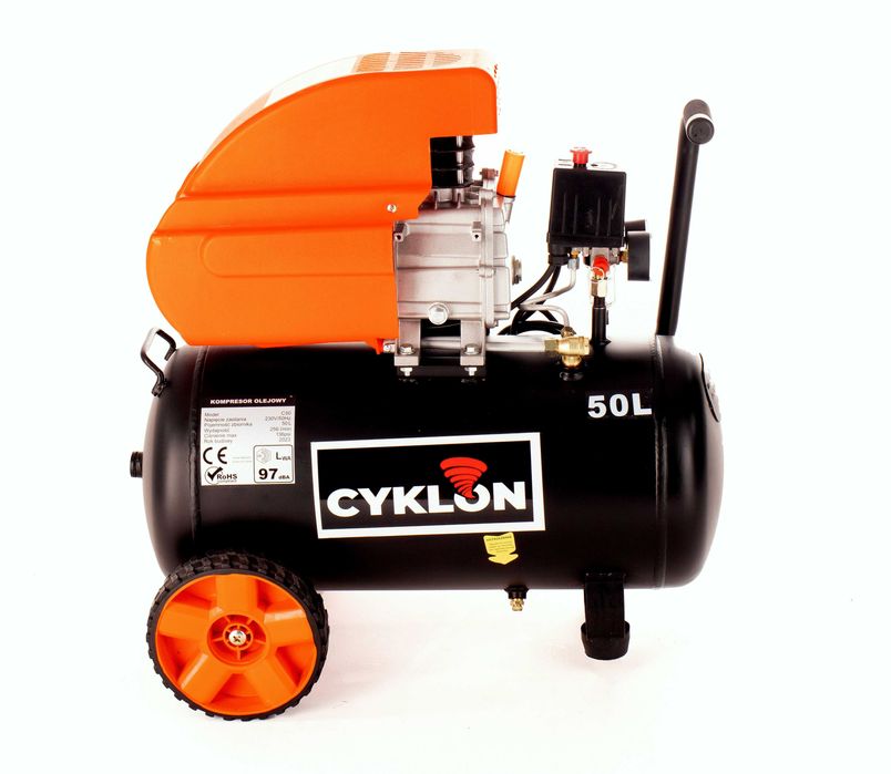 Kompresor olejowy 50l 256l/min 9BAR sprężarka powietrza Cyklon