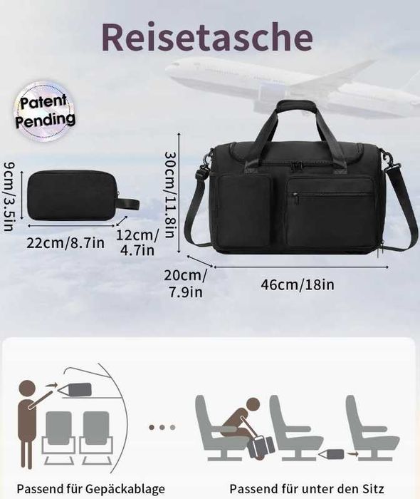 Torba podróżna  + kosmetyczka SportsNew bagaż podręczny plecak 27l