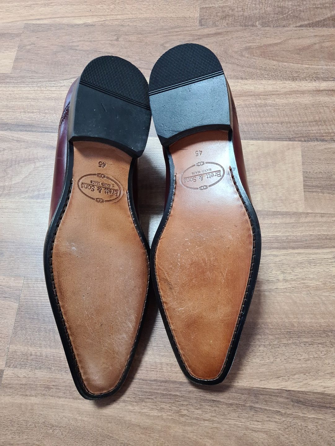Brett & Sons Eleganckie buty wizytowe męskie Bordowe duże rozmiar 45