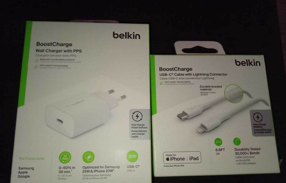 Нові блок живлення та кабель для Iphone (не распакованные)