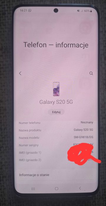 Samsung Galaxy S20 używany.