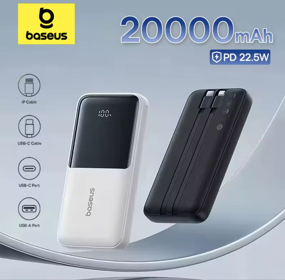 Baseus power bank павербанк 20000 с кабелем встроенным/ UGREEN 20000mA