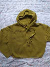 sweter kaptur bluza knit zielona khaki