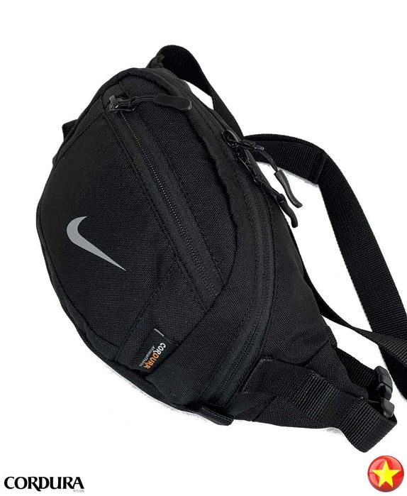 Бананка Nike Cordura 1000D Black — міська сумка з сірим логотипом