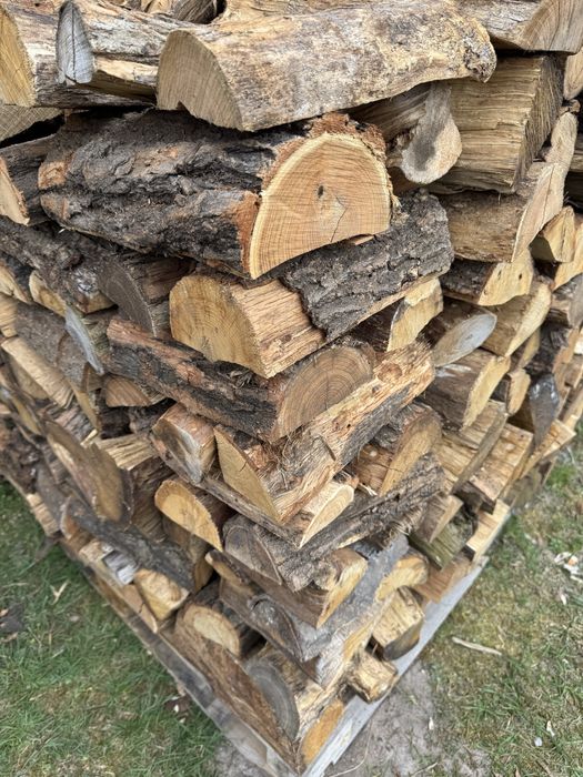 Drewno opałowe kominkowe dąb akacja łupane sezonowane mp