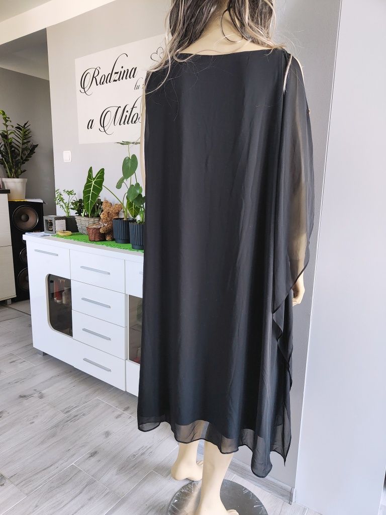 Sukienka koktajlowa luźna wesele impreza plussize rozmiar 52 6 xl