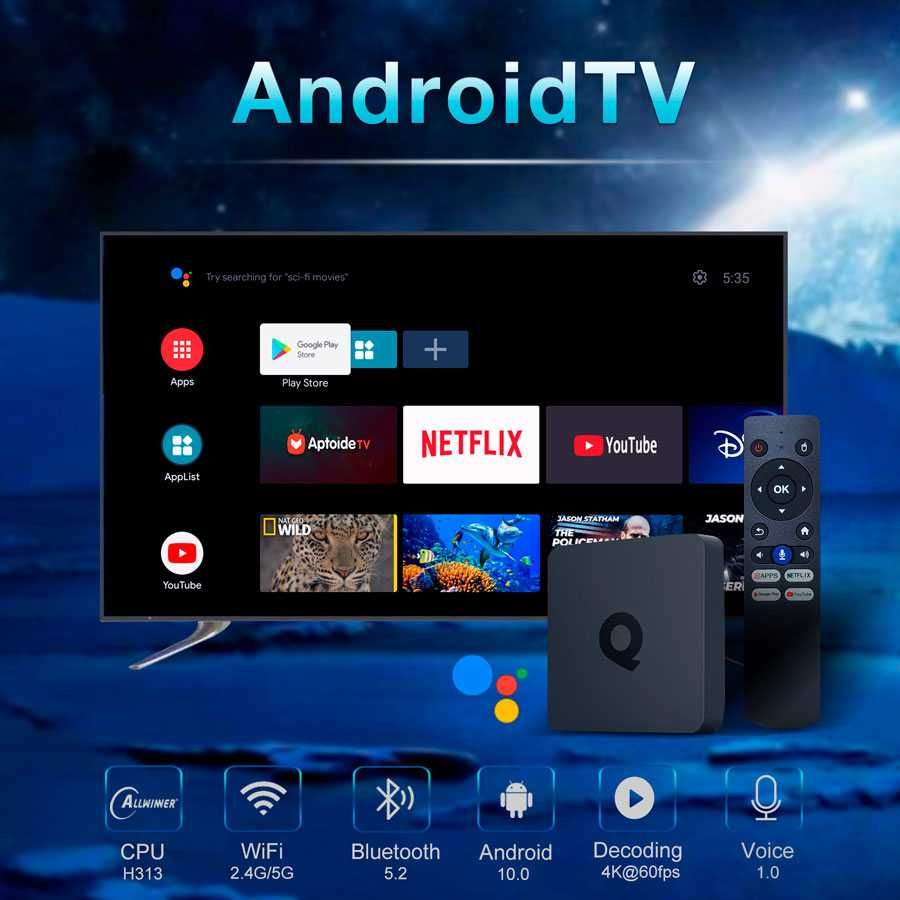 Новая 4К настроенная андроид тв10 смарт приставка Q1 2/16 5ГГц BT5.2