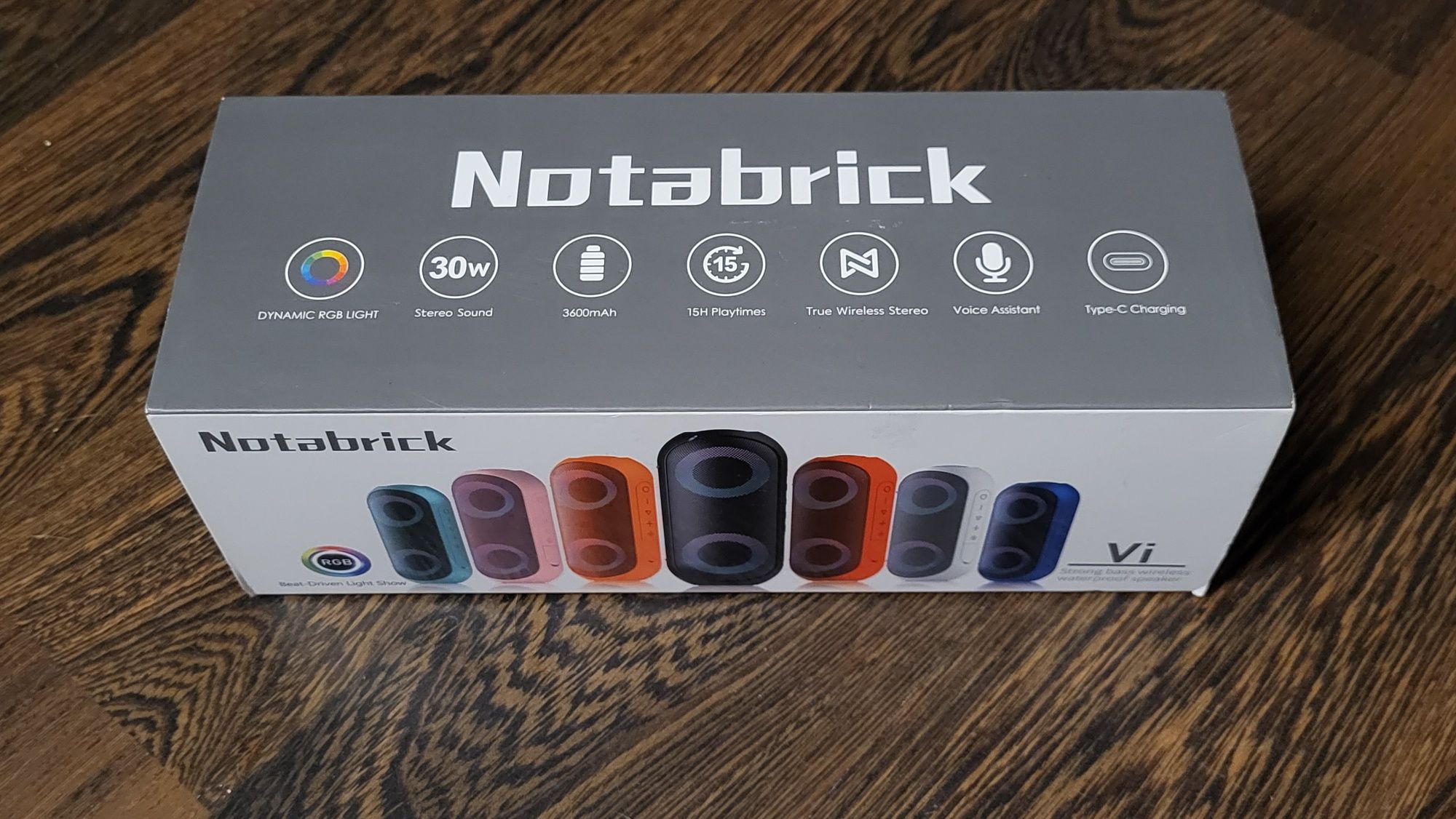 Głośnik Bluetooth NOTABRICK z oświetleniem RGB, 30 W, IPX7, czarny