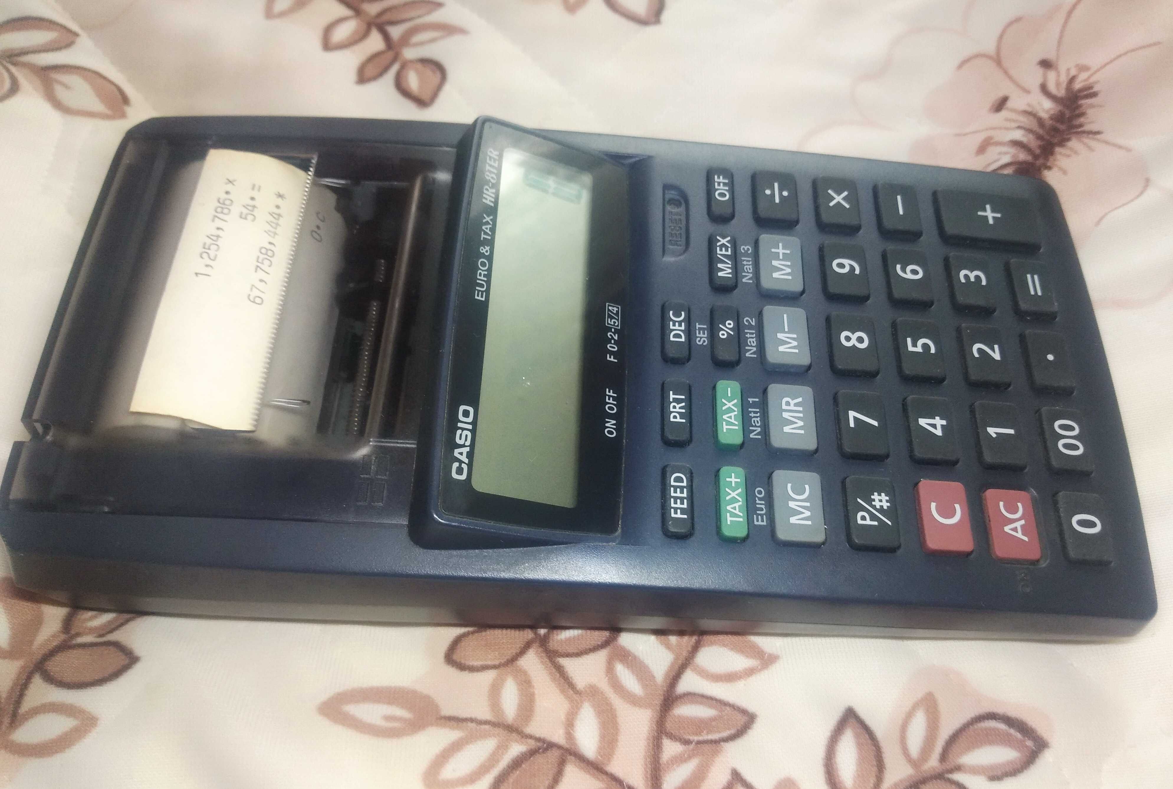 Калькулятор с печатью CASIO HR-8TER EURO&TAX +рулон ленты для печати
