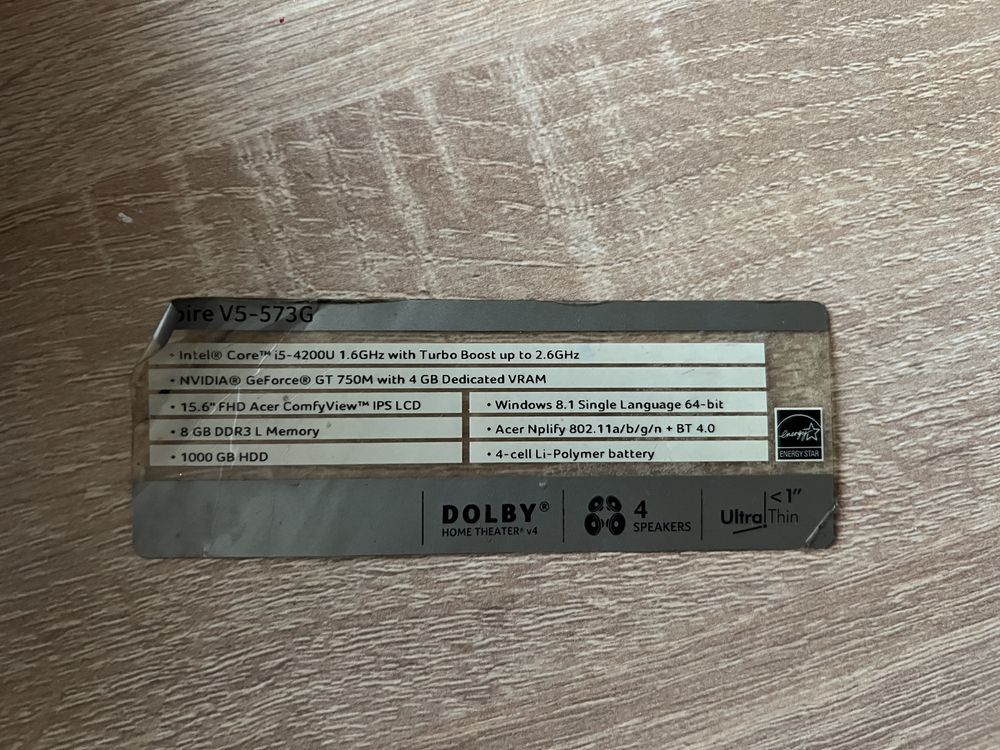 ноутбук Acer V5 Intel i5 навчання.