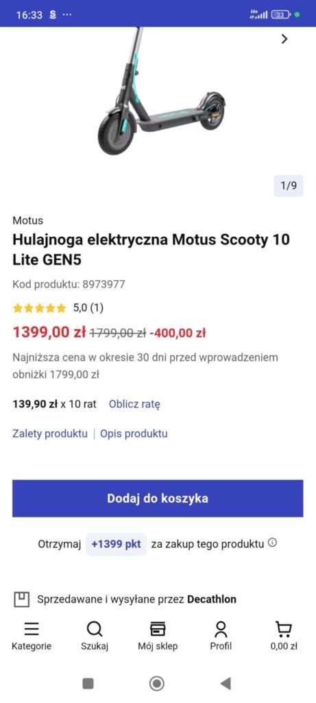 Hulajnoga elektryczna Motus Scooty 10 lite -generacja 5