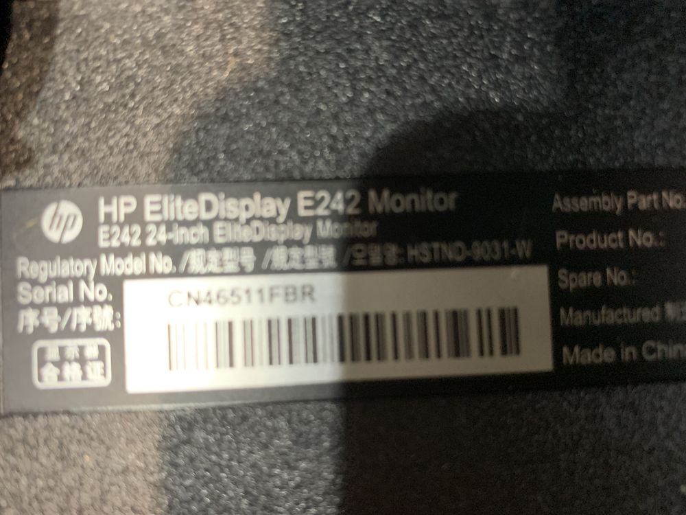 24" Монітор HP EliteDisplay E242/ 1920x1200 (16:10) IPS WLED