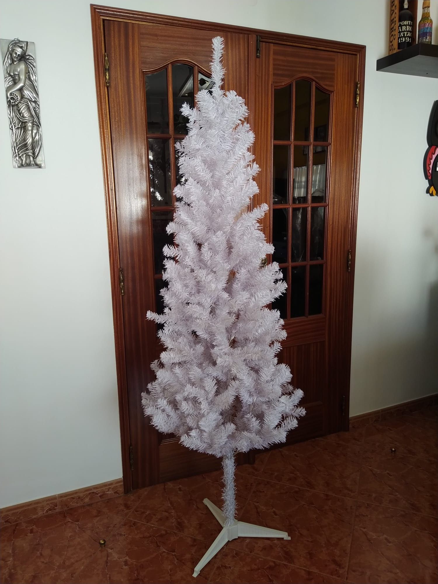 Árvore de natal branca 1, 85cm x 65cm casa quarto T3 carro apartamento