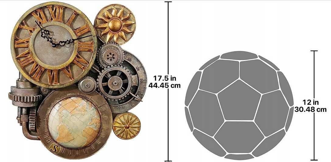 Zegar ścienny design toscano beżowy 38,5cm