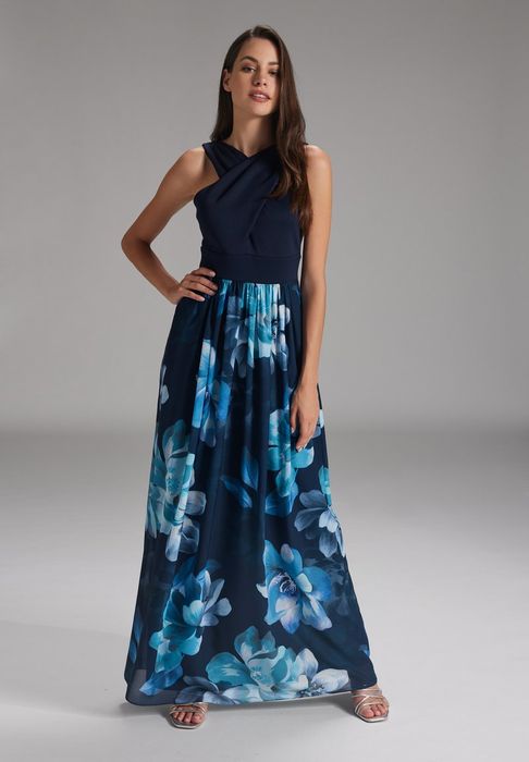 Sukienka  wieczorowa w kwiaty maxi Swing 38