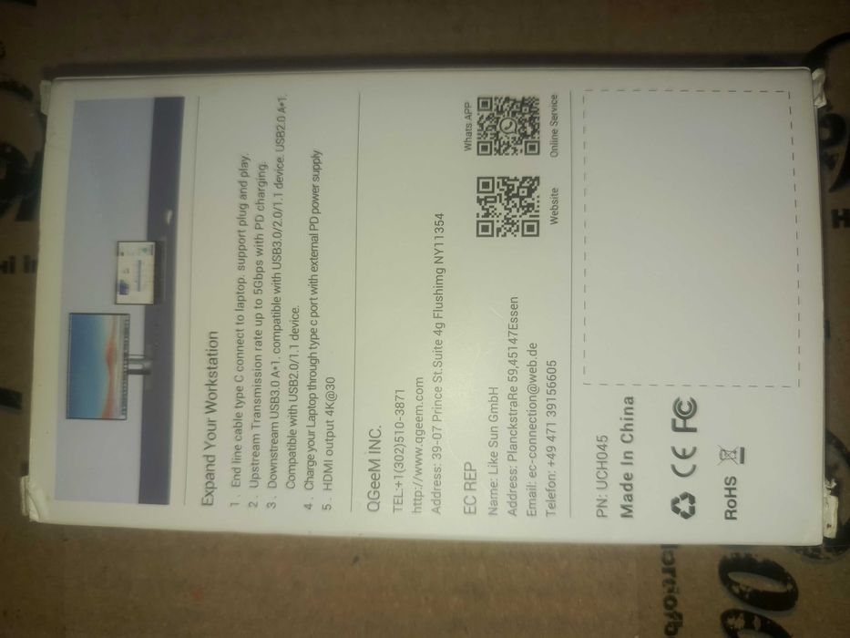 USB-C Hub 4в1 QGeem ЮСБ-С Хаб HDMI, 2USB-A, PD USB-C